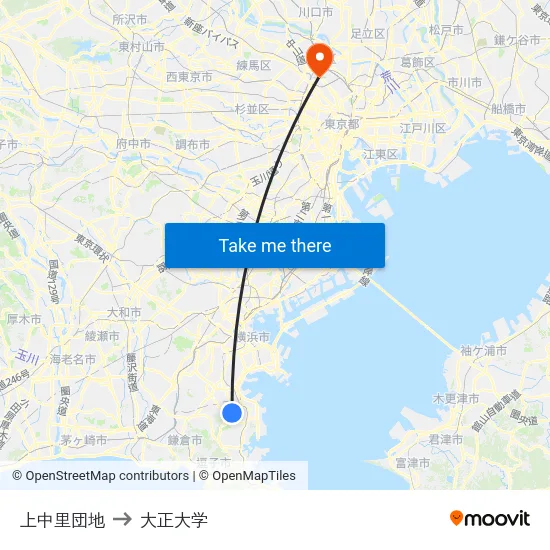 上中里団地 to 大正大学 map