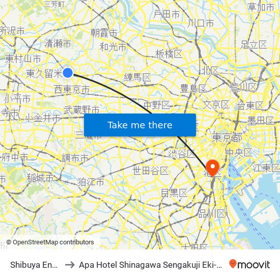 Shibuya Engei to Apa Hotel Shinagawa Sengakuji Eki-Mae map