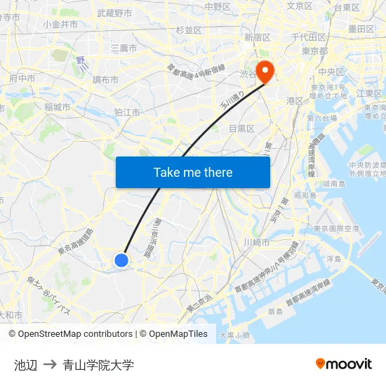 池辺 to 青山学院大学 map