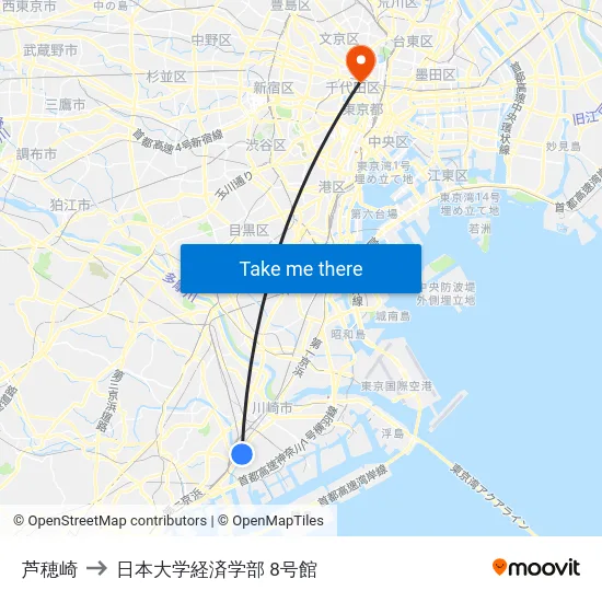 芦穂崎 to 日本大学経済学部 8号館 map