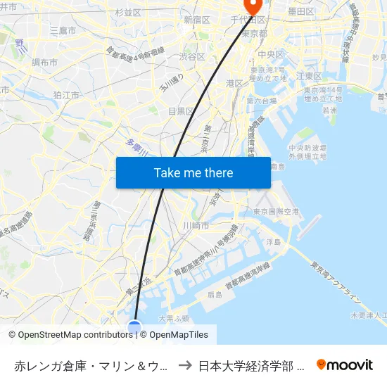 赤レンガ倉庫・マリン＆ウォーク to 日本大学経済学部 8号館 map