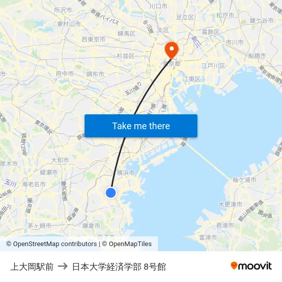 上大岡駅前 to 日本大学経済学部 8号館 map