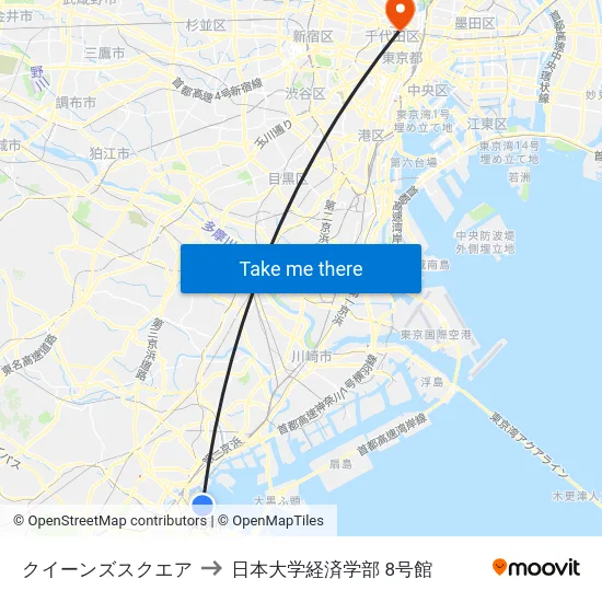クイーンズスクエア to 日本大学経済学部 8号館 map