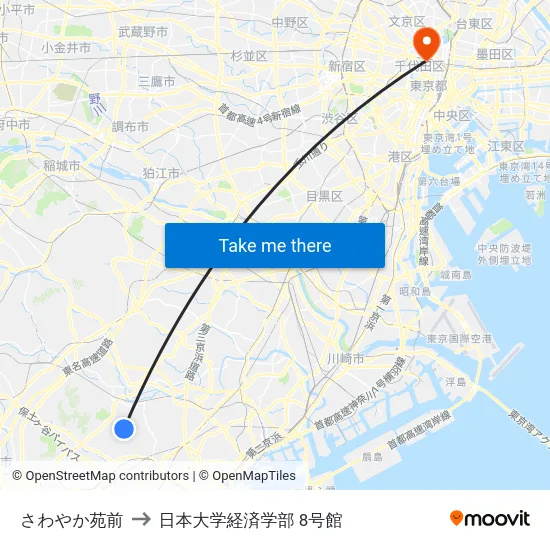 さわやか苑前 to 日本大学経済学部 8号館 map