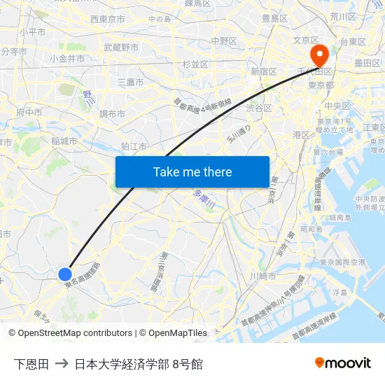 下恩田 to 日本大学経済学部 8号館 map