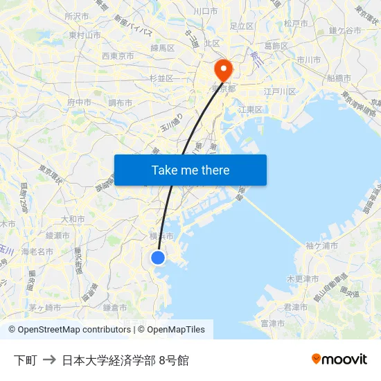 下町 to 日本大学経済学部 8号館 map
