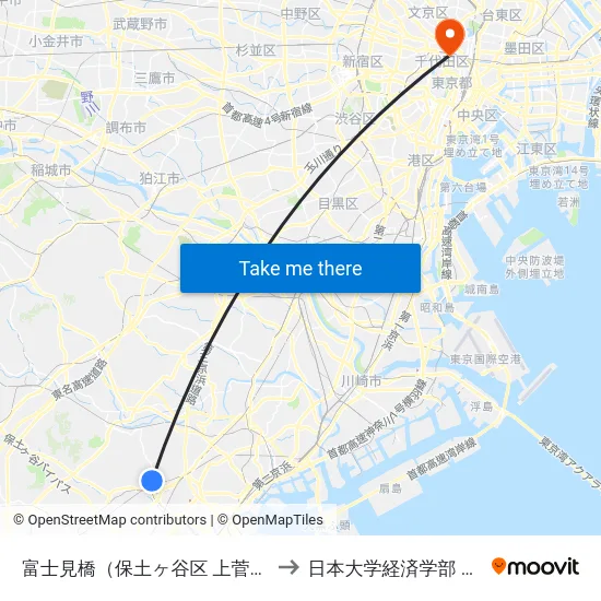富士見橋（保土ヶ谷区 上菅田町） to 日本大学経済学部 8号館 map