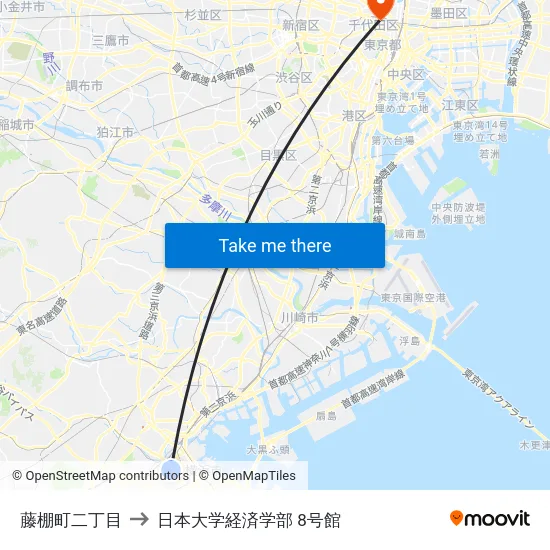 藤棚町二丁目 to 日本大学経済学部 8号館 map