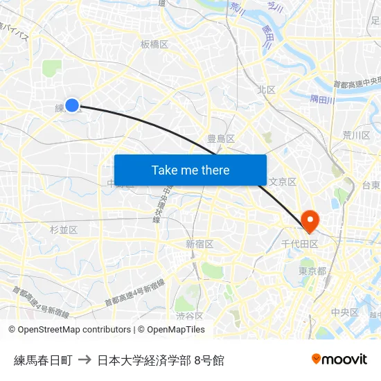練馬春日町 to 日本大学経済学部 8号館 map