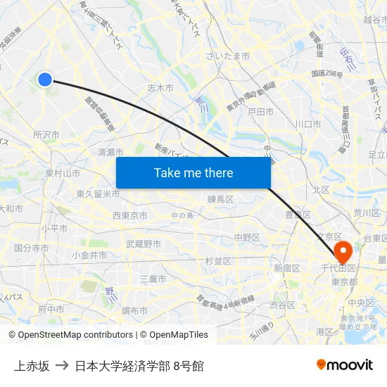 上赤坂 to 日本大学経済学部 8号館 map