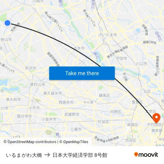 いるまがわ大橋 to 日本大学経済学部 8号館 map