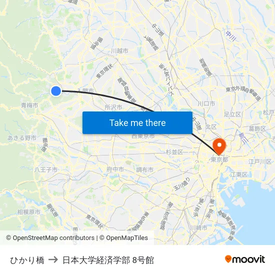 ひかり橋 to 日本大学経済学部 8号館 map