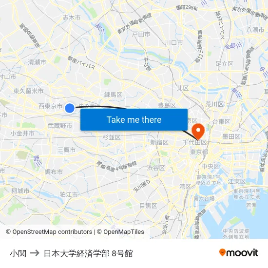小関 to 日本大学経済学部 8号館 map
