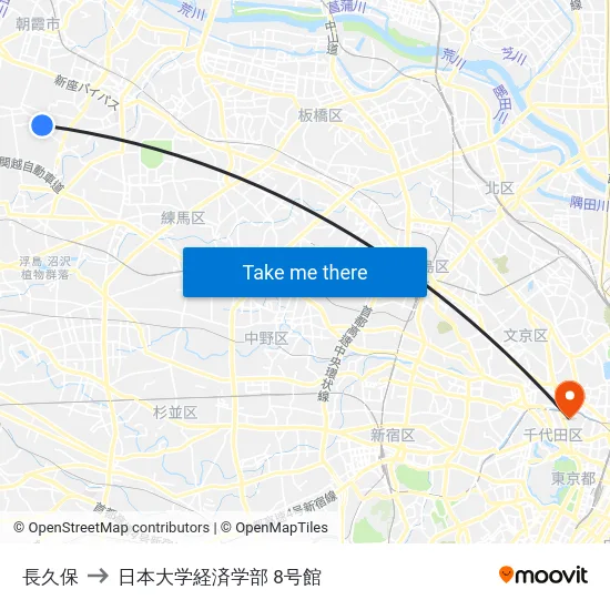 長久保 to 日本大学経済学部 8号館 map