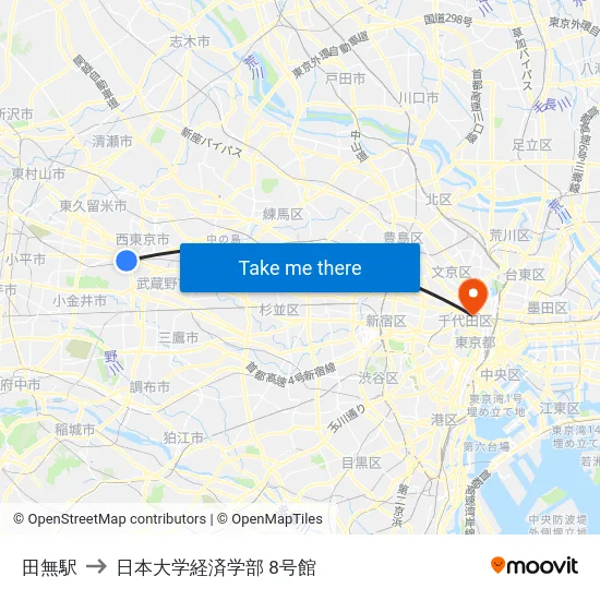田無駅 to 日本大学経済学部 8号館 map