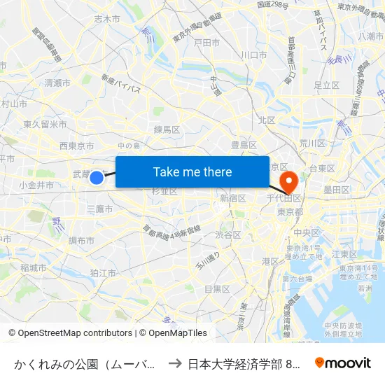 かくれみの公園（ムーバス） to 日本大学経済学部 8号館 map