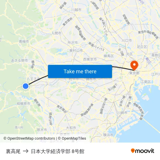 裏高尾 to 日本大学経済学部 8号館 map