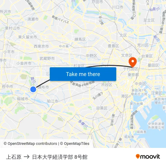 上石原 to 日本大学経済学部 8号館 map