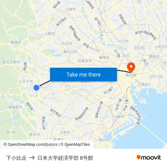 下小比企 to 日本大学経済学部 8号館 map