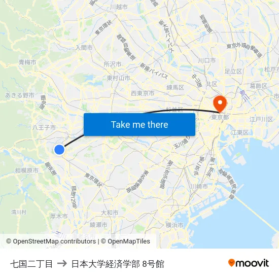 七国二丁目 to 日本大学経済学部 8号館 map