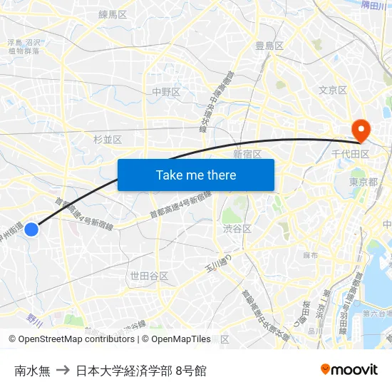 南水無 to 日本大学経済学部 8号館 map
