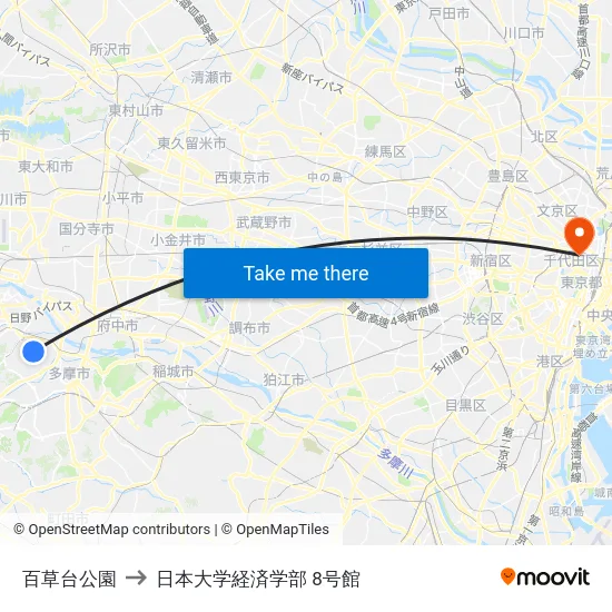 百草台公園 to 日本大学経済学部 8号館 map