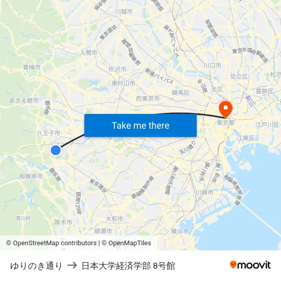 ゆりのき通り to 日本大学経済学部 8号館 map