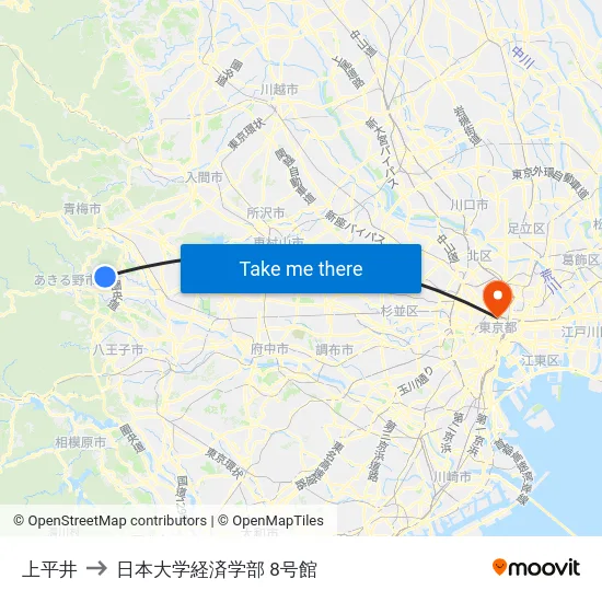 上平井 to 日本大学経済学部 8号館 map
