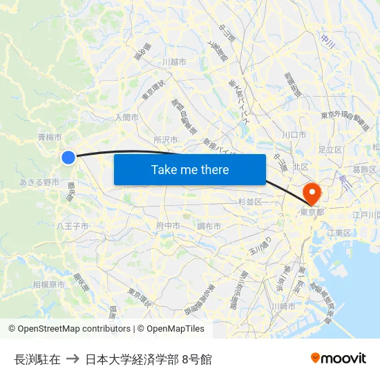 長渕駐在 to 日本大学経済学部 8号館 map