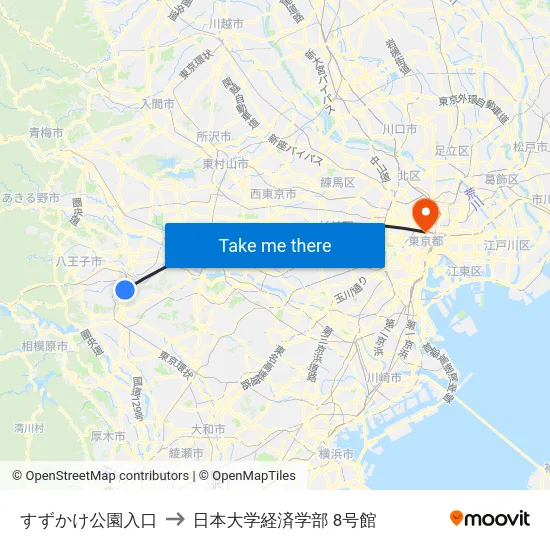 すずかけ公園入口 to 日本大学経済学部 8号館 map