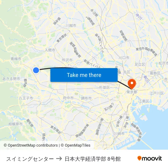 スイミングセンター to 日本大学経済学部 8号館 map