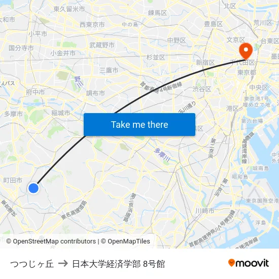 つつじヶ丘 to 日本大学経済学部 8号館 map