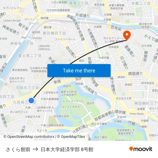 さくら館前 to 日本大学経済学部 8号館 map