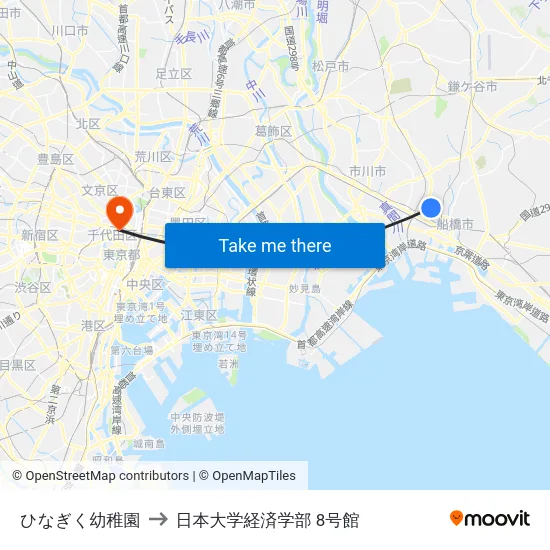 ひなぎく幼稚園 to 日本大学経済学部 8号館 map