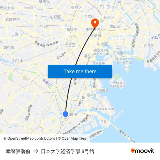 幸警察署前 to 日本大学経済学部 8号館 map