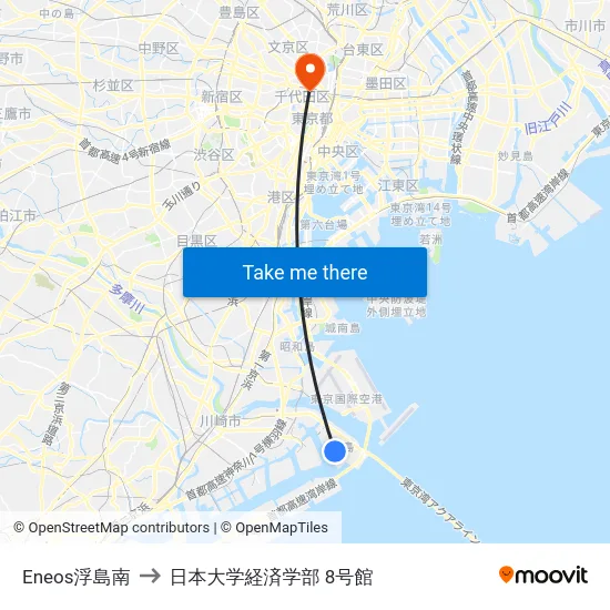 Eneos浮島南 to 日本大学経済学部 8号館 map