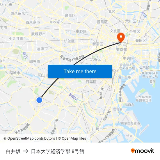 白井坂 to 日本大学経済学部 8号館 map