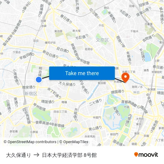 大久保通り to 日本大学経済学部 8号館 map