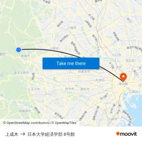 上成木 to 日本大学経済学部 8号館 map