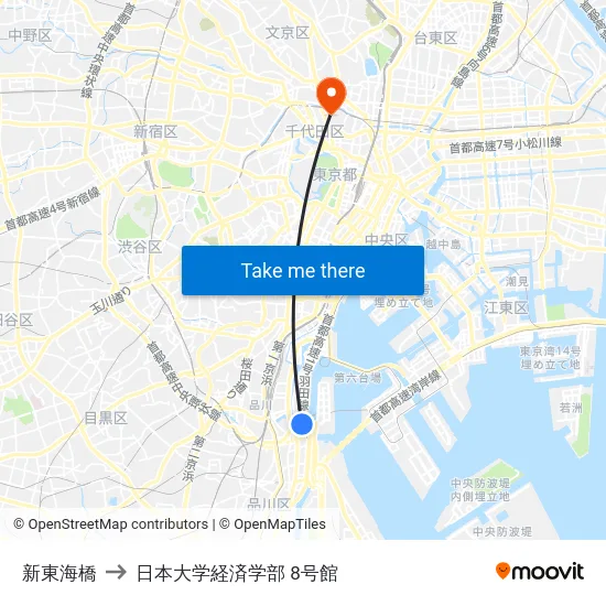 新東海橋 to 日本大学経済学部 8号館 map