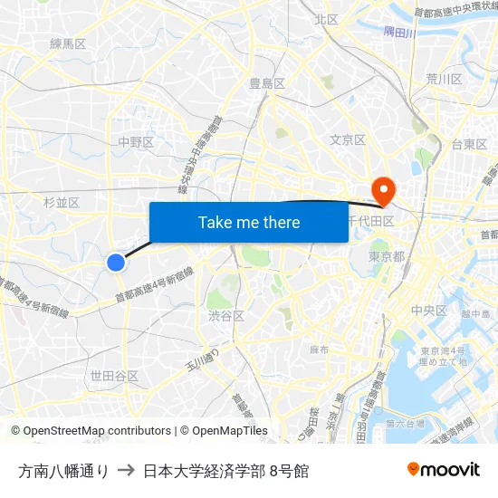 方南八幡通り to 日本大学経済学部 8号館 map