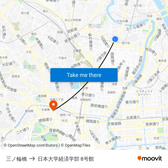 三ノ輪橋 to 日本大学経済学部 8号館 map