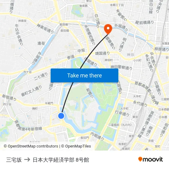 三宅坂 to 日本大学経済学部 8号館 map