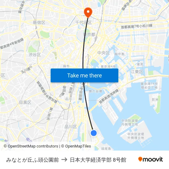 みなとが丘ふ頭公園前 to 日本大学経済学部 8号館 map