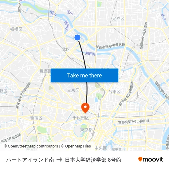 ハートアイランド南 to 日本大学経済学部 8号館 map