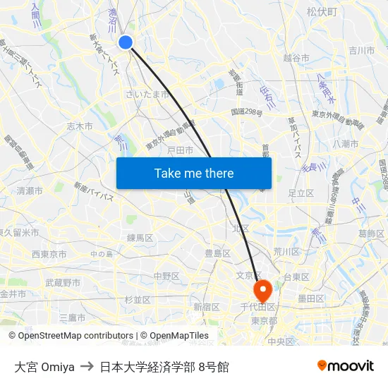 大宮 Omiya to 日本大学経済学部 8号館 map