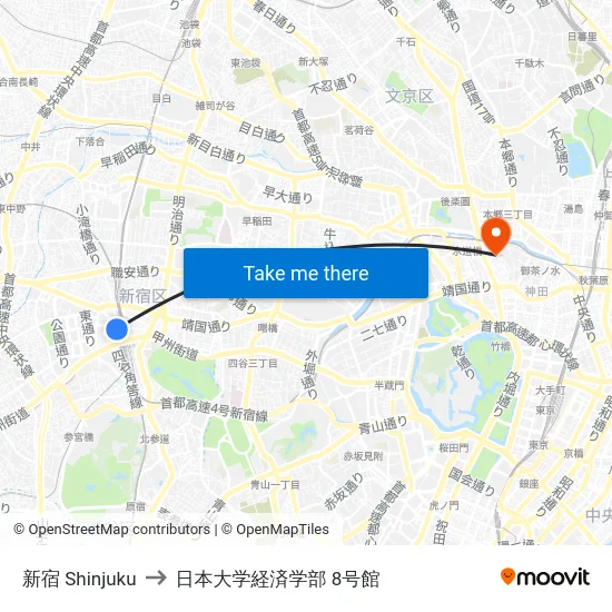 新宿 Shinjuku to 日本大学経済学部 8号館 map