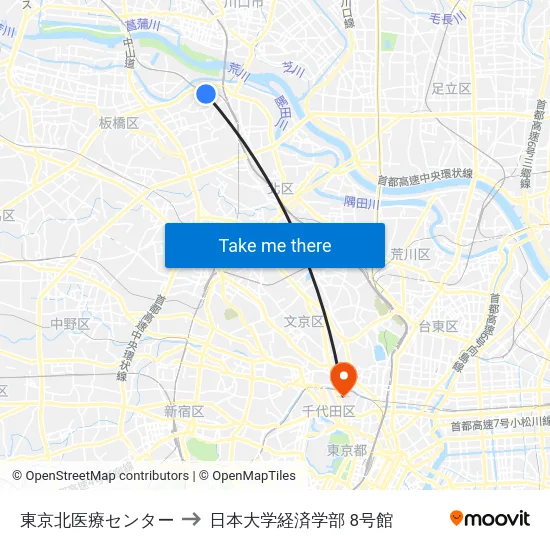 東京北医療センター to 日本大学経済学部 8号館 map