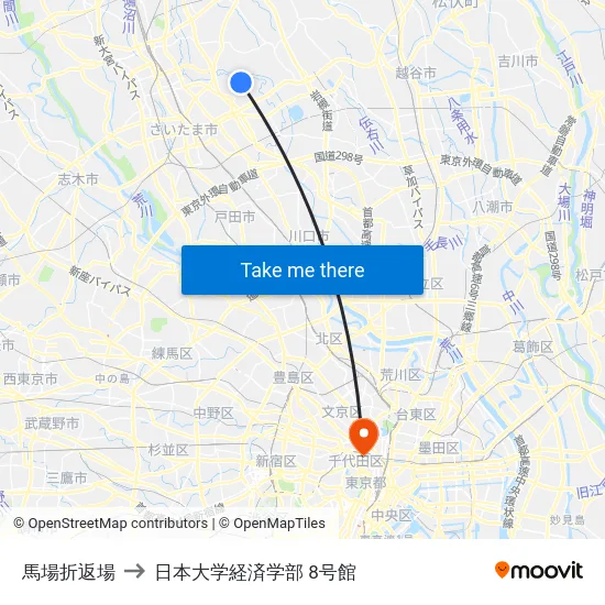 馬場折返場 to 日本大学経済学部 8号館 map