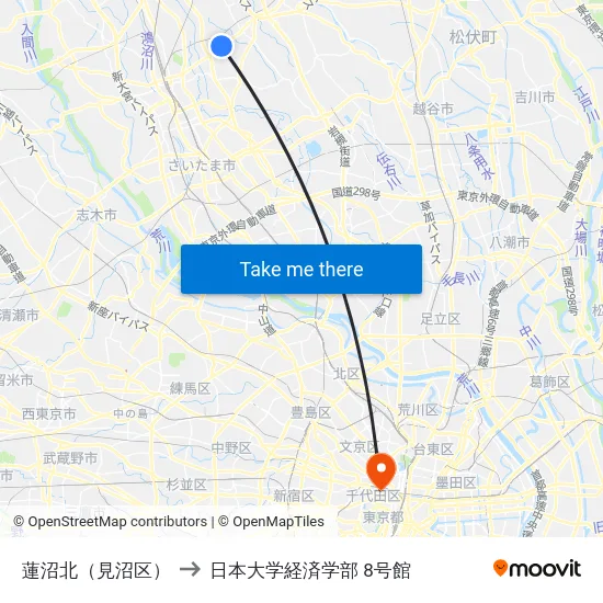 蓮沼北（見沼区） to 日本大学経済学部 8号館 map